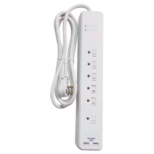 Master Electronics Master Electrician PS-672F-3A White 6 Outlet Surge Strip 201676